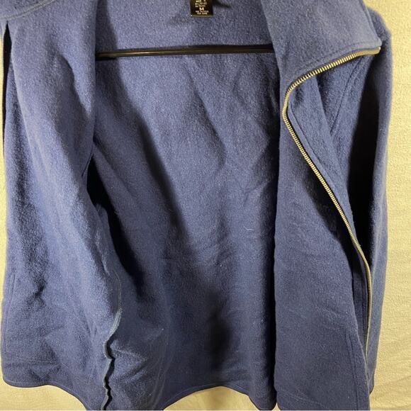 Willi Smith women Wool Sweater medium navy zip warm quiet luxury minimalist - Picture 7 of 9